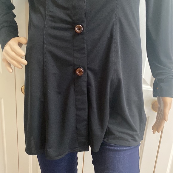 Saks Fifth Avenue Gottex Black Button Front Long Sleeve Size M. - Picture 5 of 11